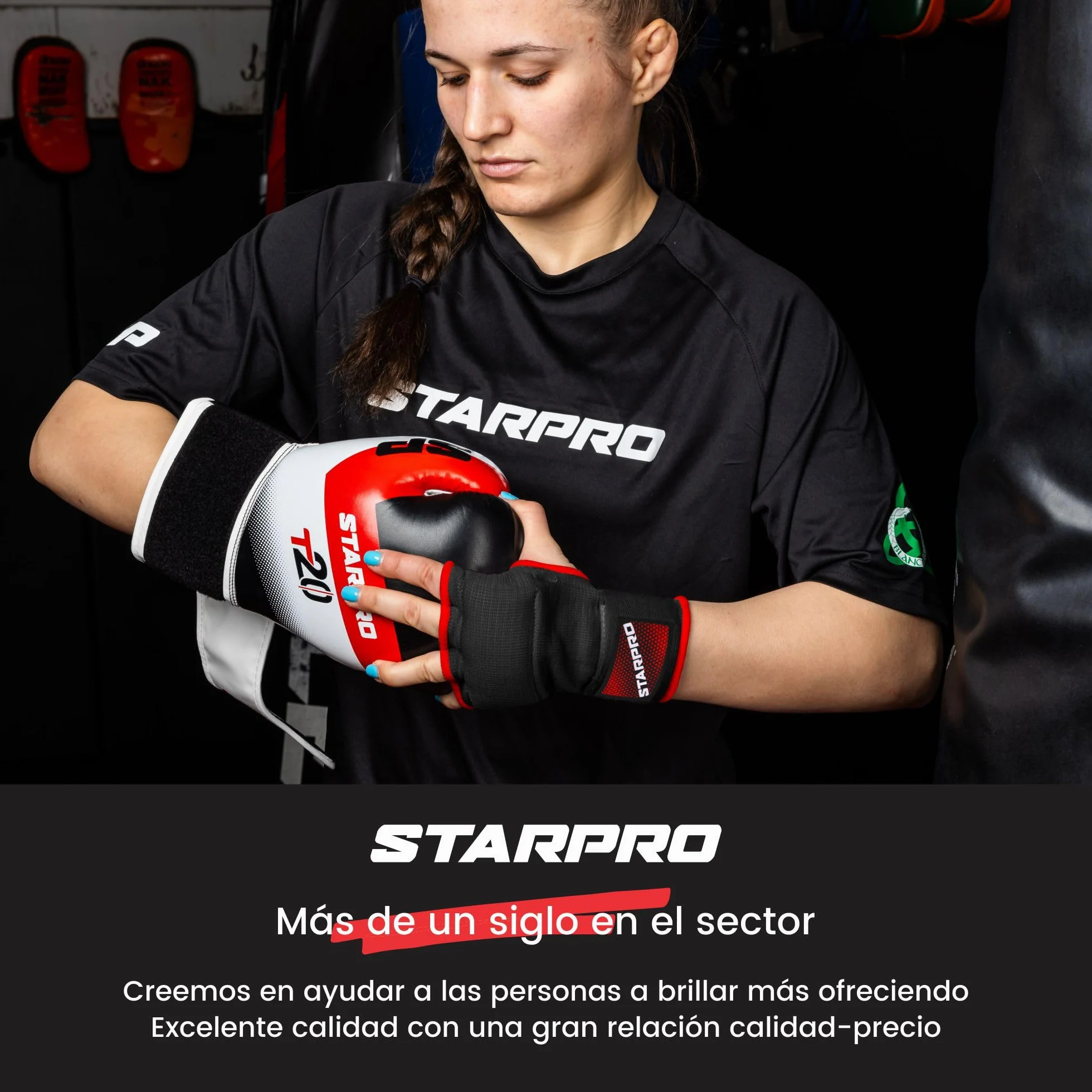 Starpro Guantes Boxeo Envolturas Elástico Acolchado Cinta Vendas MMA Muay Thai Entrenamiento Gimnasio