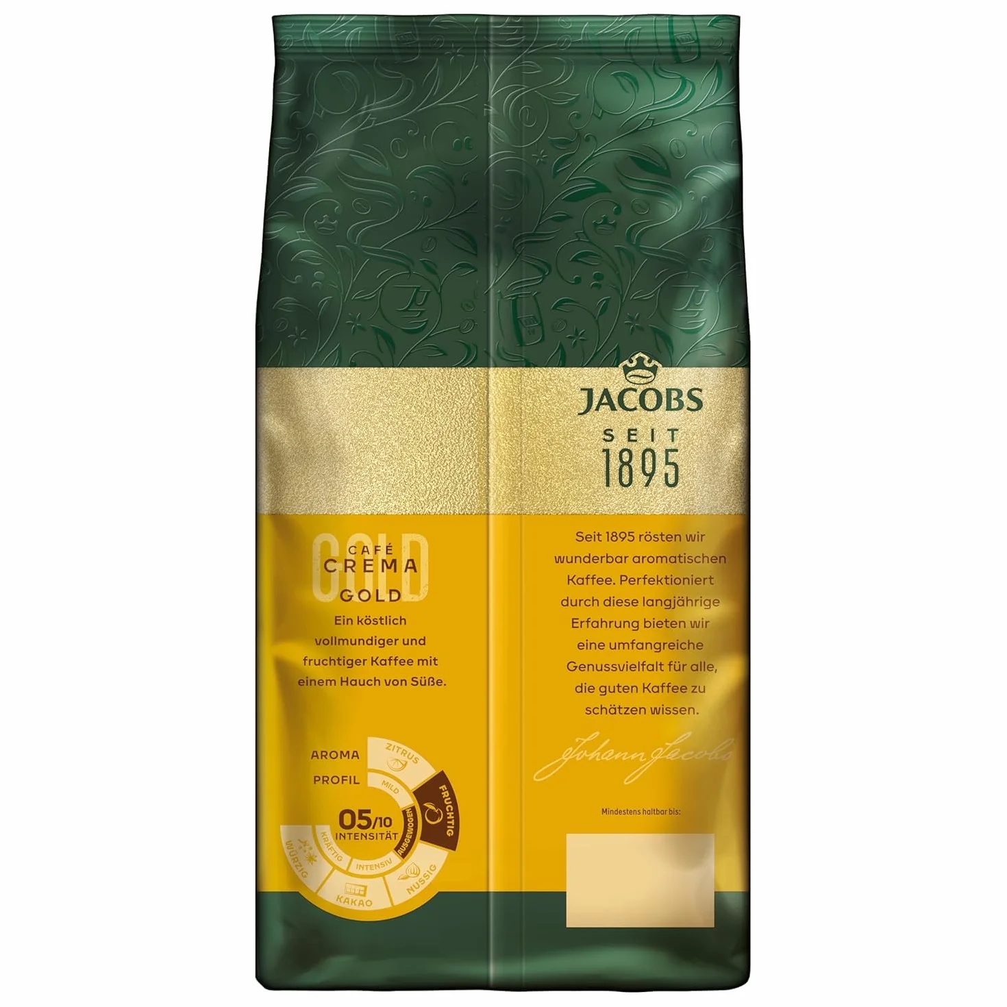 Jacobs Expertenröstung Crema Intenso, grano de café, 2 x 1 kg (2 Paquetes)