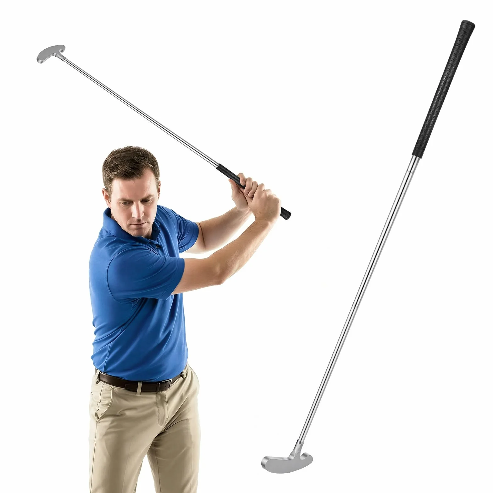 Putter de Golf Desmontable 85CM, Empuñadura Antideslizante TPE, Cabeza Aleación Zinc, para Zurdos y Diestros