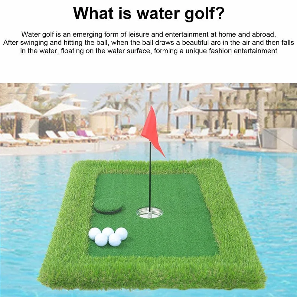 Juego de golf para piscina verde flotante, accesorios de entrenamiento, tapete de golpeo al aire libre