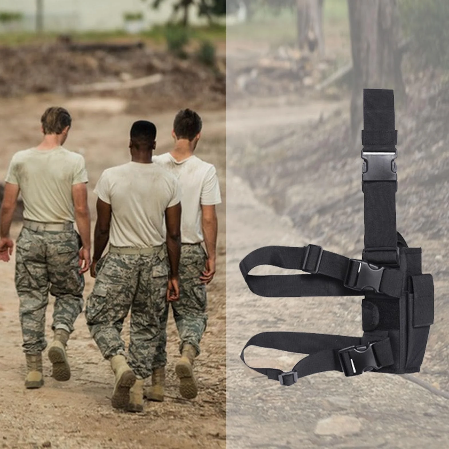 Funda Pistola Pierna Táctico Nylon para Caza Entrenamiento Aire Libre