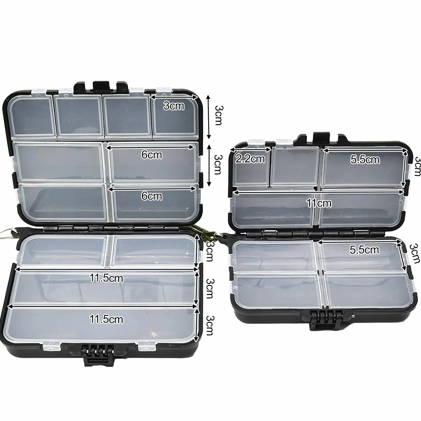 Caja de almacenamiento impermeable para accesorios de pesca, doble almacenamiento, flexible, Negro
