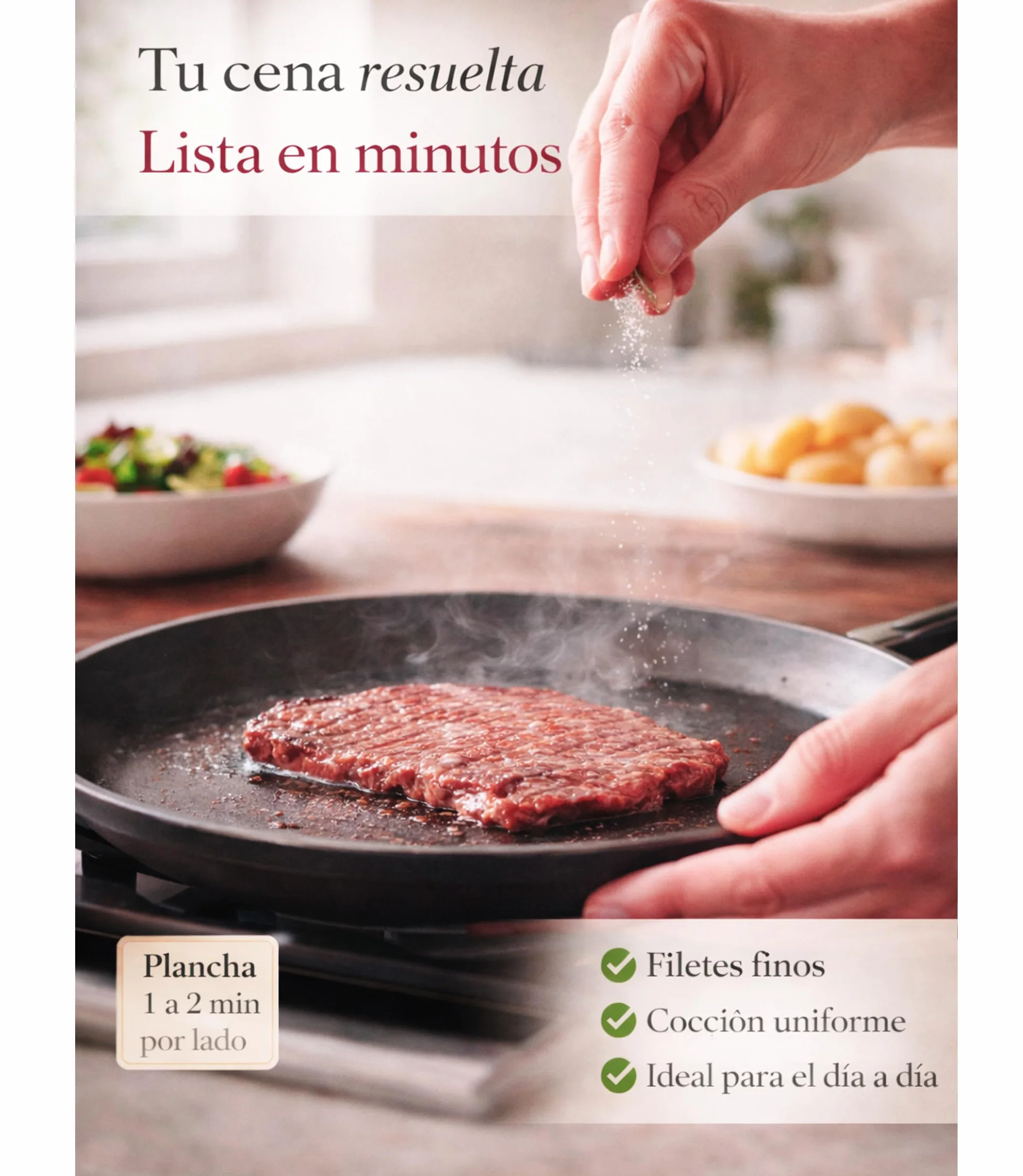 Filetes de Ternera Gallega IGP 1 kg Carne Fresca Magra Corte Tapa Babilla Cadera Fileteado a Mano Envasado al Vacio