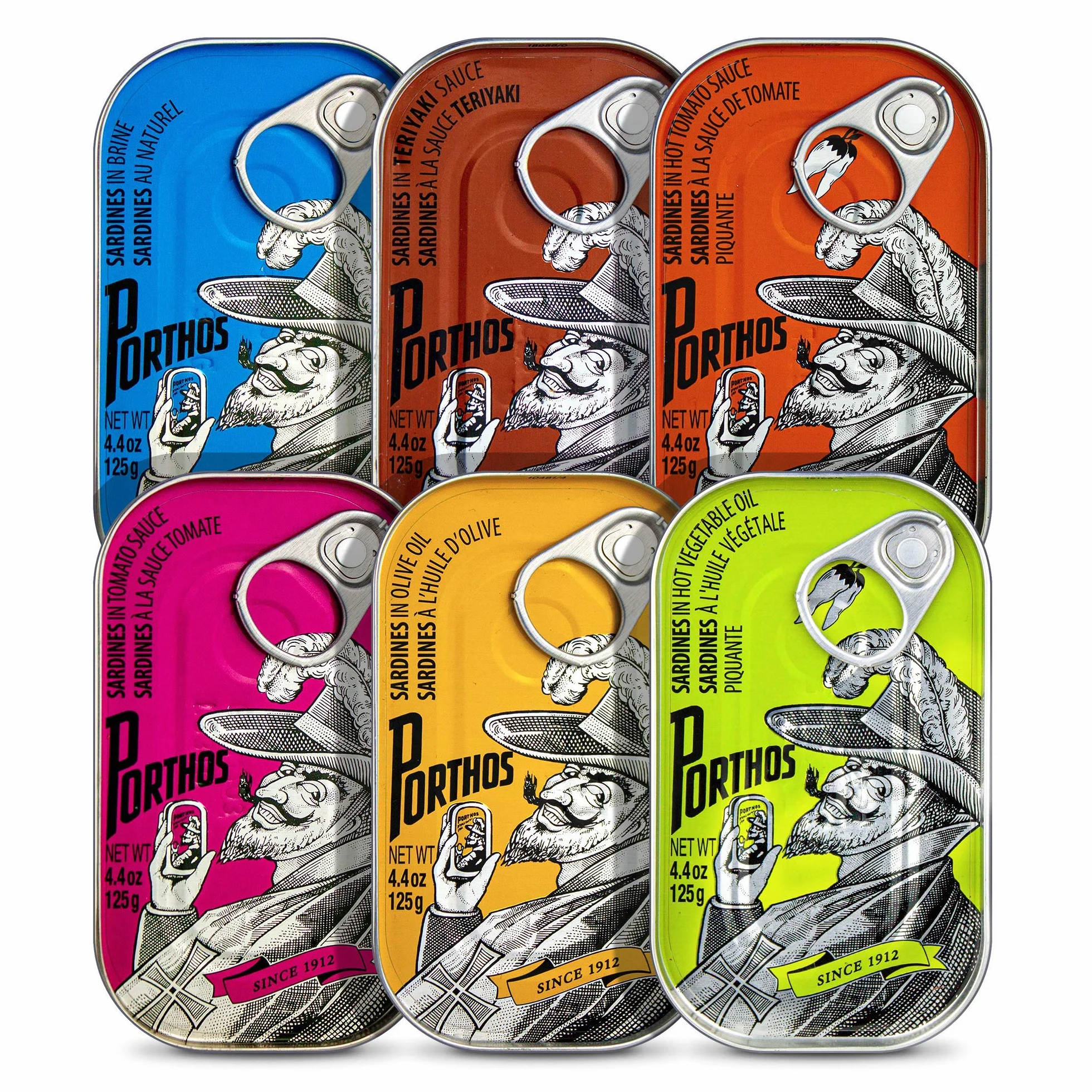 Porthos Juego de sardinas portuguesas Vintage 6 x 125 g 3 Pack Portugal