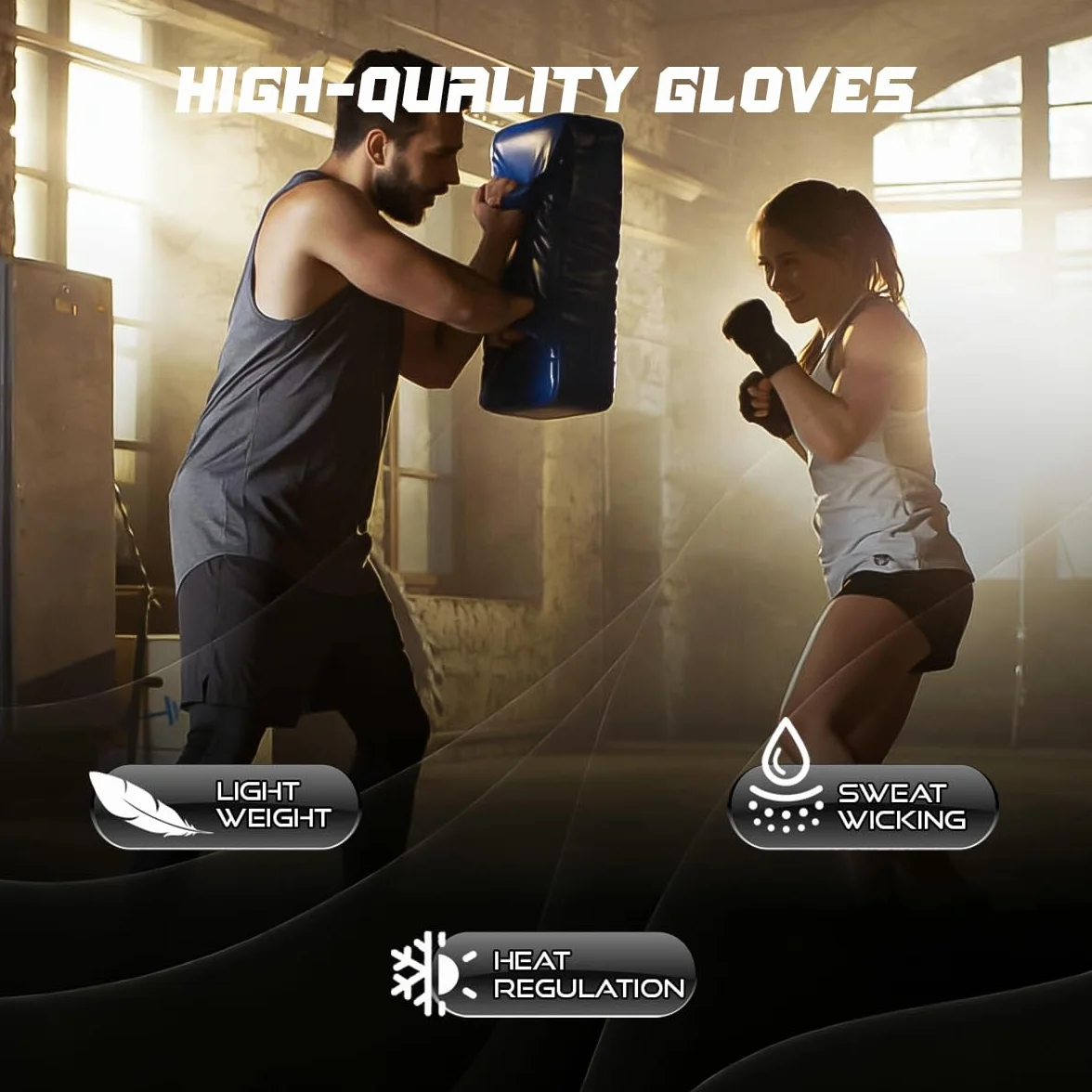 Guantes de Boxeo con Correas de 75 cm, Acolchado para Muay Thai, MMA, Kick Boxing