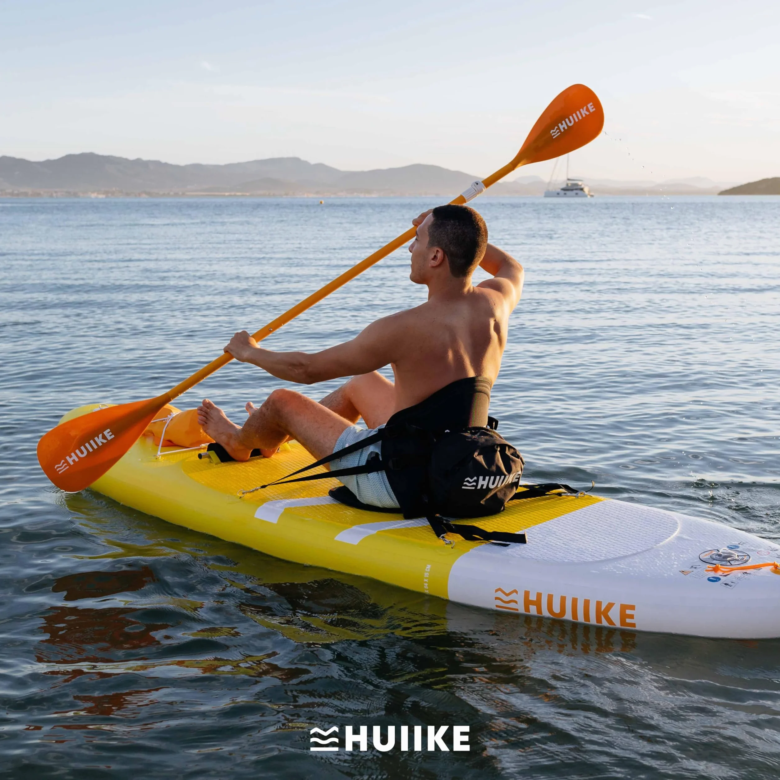 HUIIKE Asiento Paddle Surf y Kayak con 4 Correas Ajustables Acolchado con Bolsa Trasera Silla Sup para Pesca Respaldo