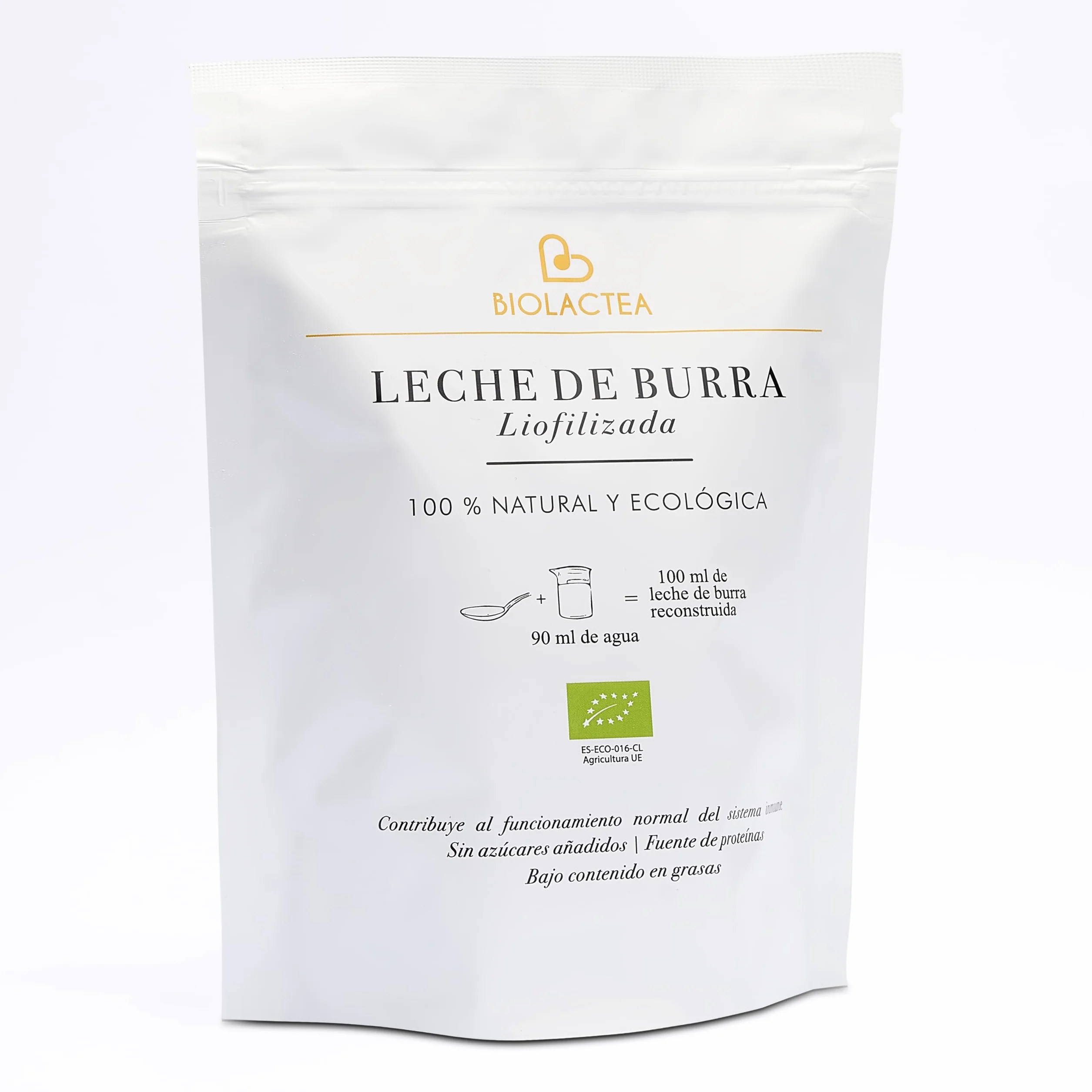 Biolactea Leche de Burra en Polvo 180 gr - Leche Pasteurizada Liofilizada Ecológica Rica en Proteínas