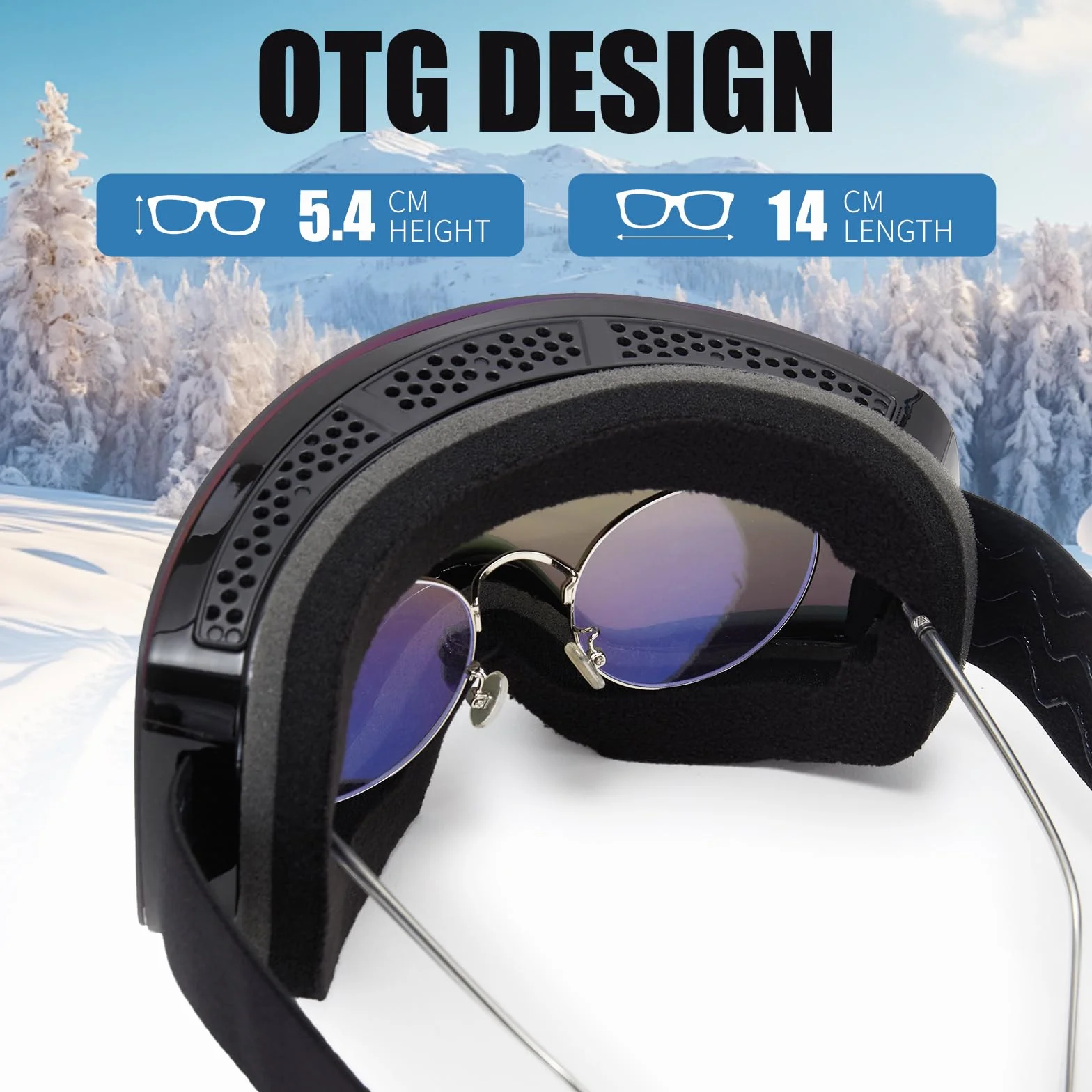 Gafas de Esquí YH227 OTG Ajustable Protección UV Anti-Niebla Snowboard Nieve Espejo