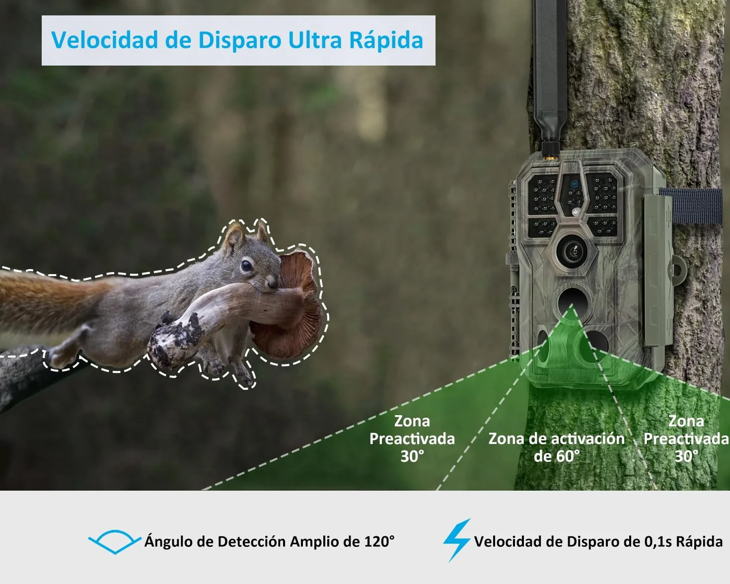 GardePro X50 Cámara de Caza 4G LTE 32MP 1296P H.265 Visión Nocturna 30m LED IR No-Glow