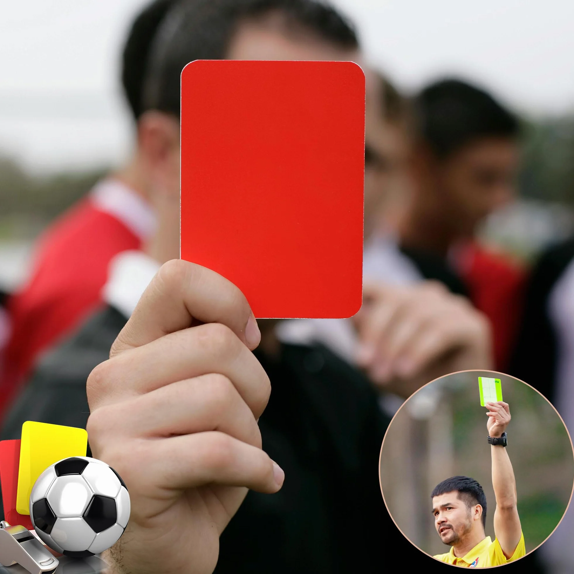 Juego de tarjetas de árbitro de fútbol, tarjeta amarilla y roja, herramienta para partidos