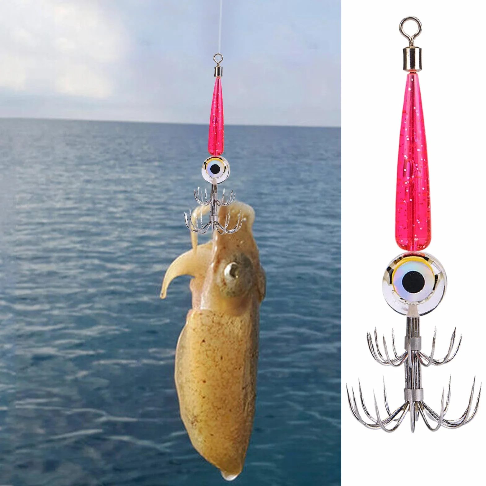Camarones Luminosos Calamar Jig Señuelos De Pesca En El Mar con Luz LED Impermeable