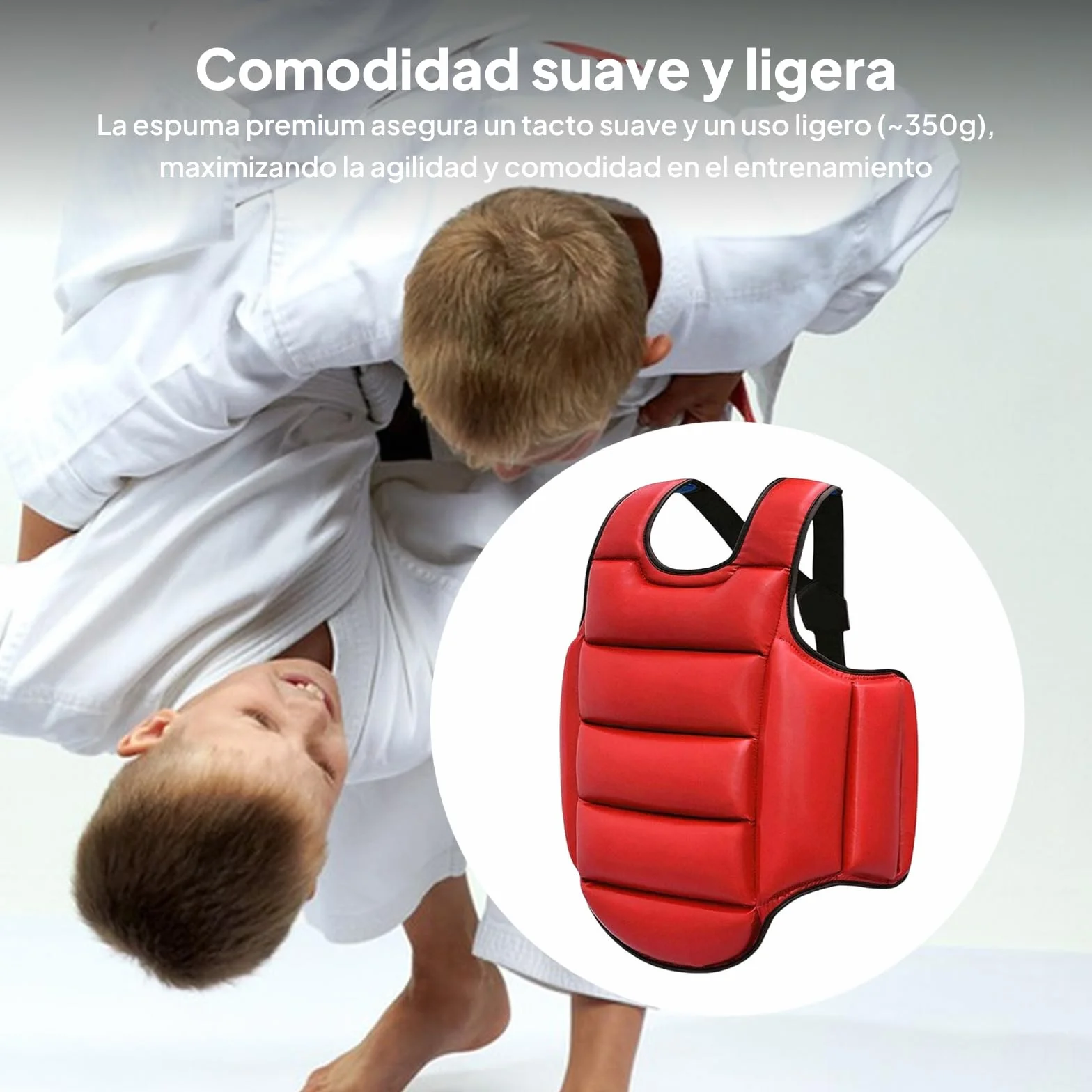 Rockible Protector de Pecho de Karate, Almohadilla de Protección de Escudo Ajustable para Taekwondo MMA, Rojo Azul S