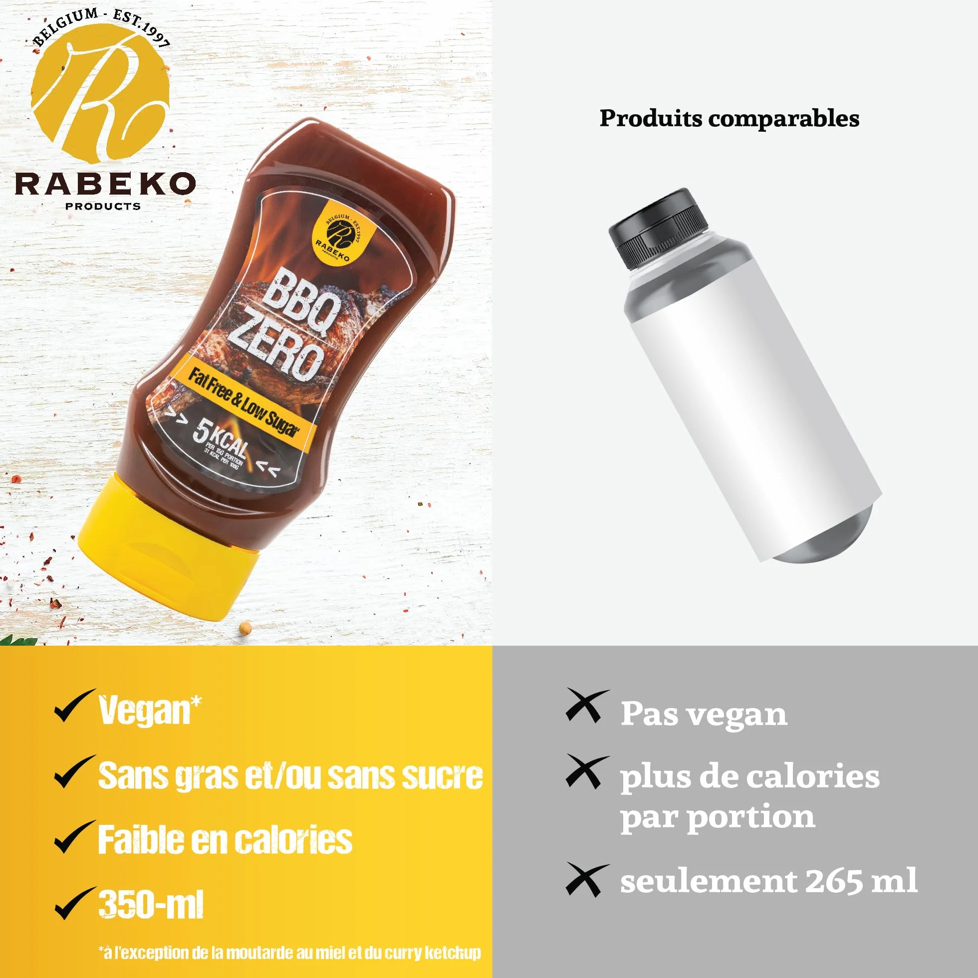Rabeko Zero Salsa mostaza con miel sin azúcar baja en grasas 3 x 350 ml