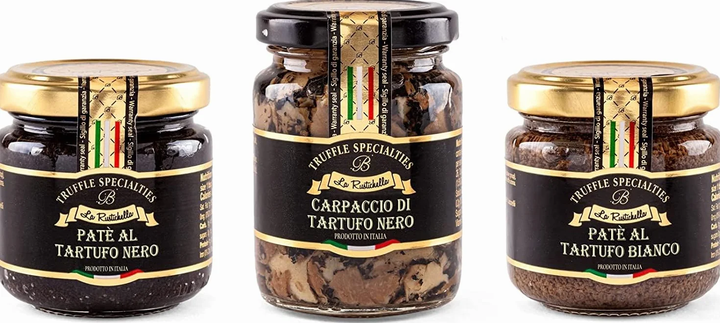 La Rustichella - Set Pate Trufa Negra 90g , Pate Trufa Blanca 90g & Carpacho Trufa Negra 90g Vegano , Sin Gluten , Sin Colesterol - Delicias Italianas