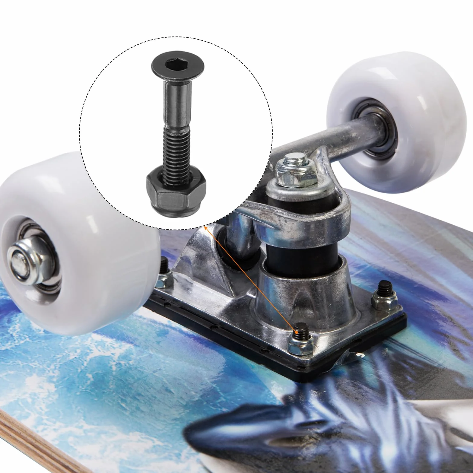 Kit de Hardware para Skateboard PATIKIL 1" 8 Piezas Tornillos Acero Carbono Grado 8.8 Negro