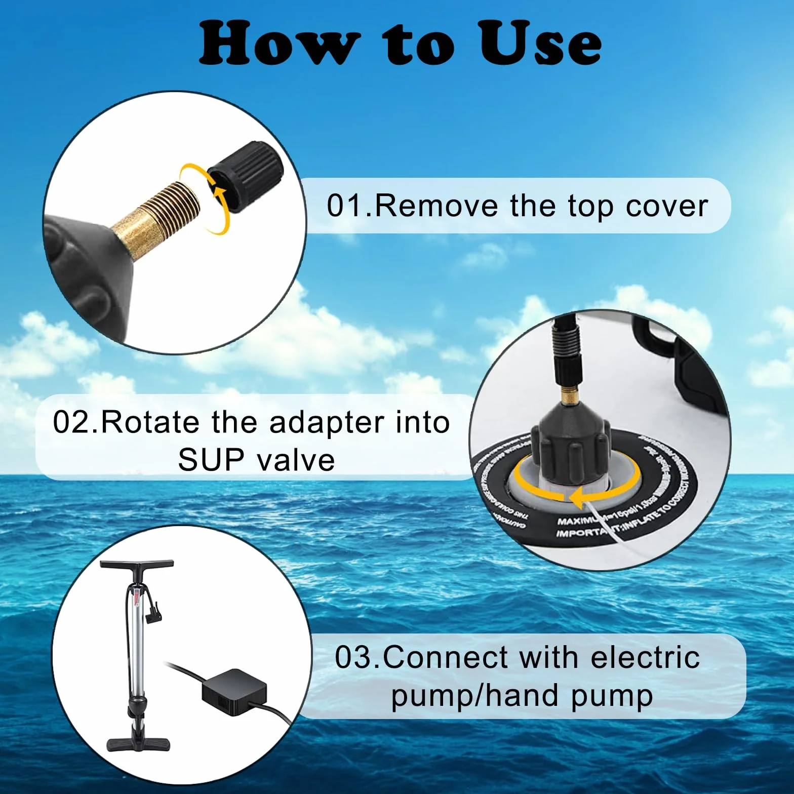 Adaptador Paddle Surf Inflador 2 Piezas para Bomba SUP Tabla Kayak Colchón Aire