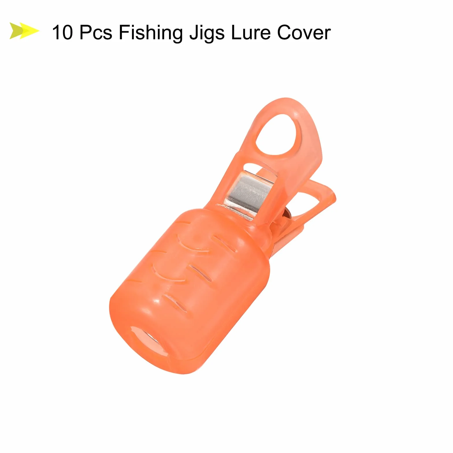 PATIKIL Pequeño Tamaño Calamar Anzuelo Protector Estuche 10 Paquete Pesca Cubiertas Naranja