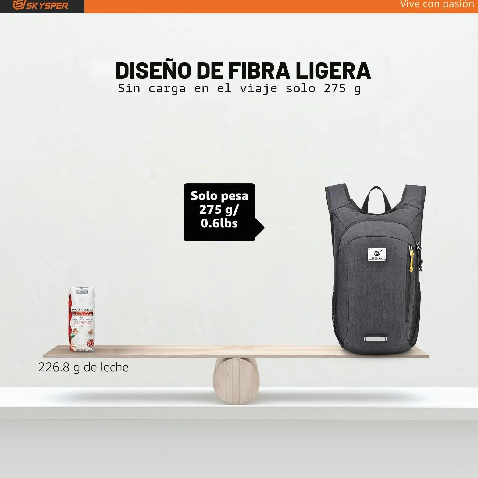 SKYSPER Mochila Plegable Ultraligera 10L de Viaje Pequeña Ahorra Espacio para Hombre Mujer Senderismo, Negro