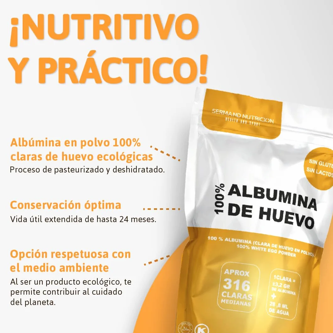Clara de Huevo en Polvo Especial para Merengue 1Kg Huevos Pasteurizados Deshidratados Sin Aditivos Sin Lactosa Sin Gluten