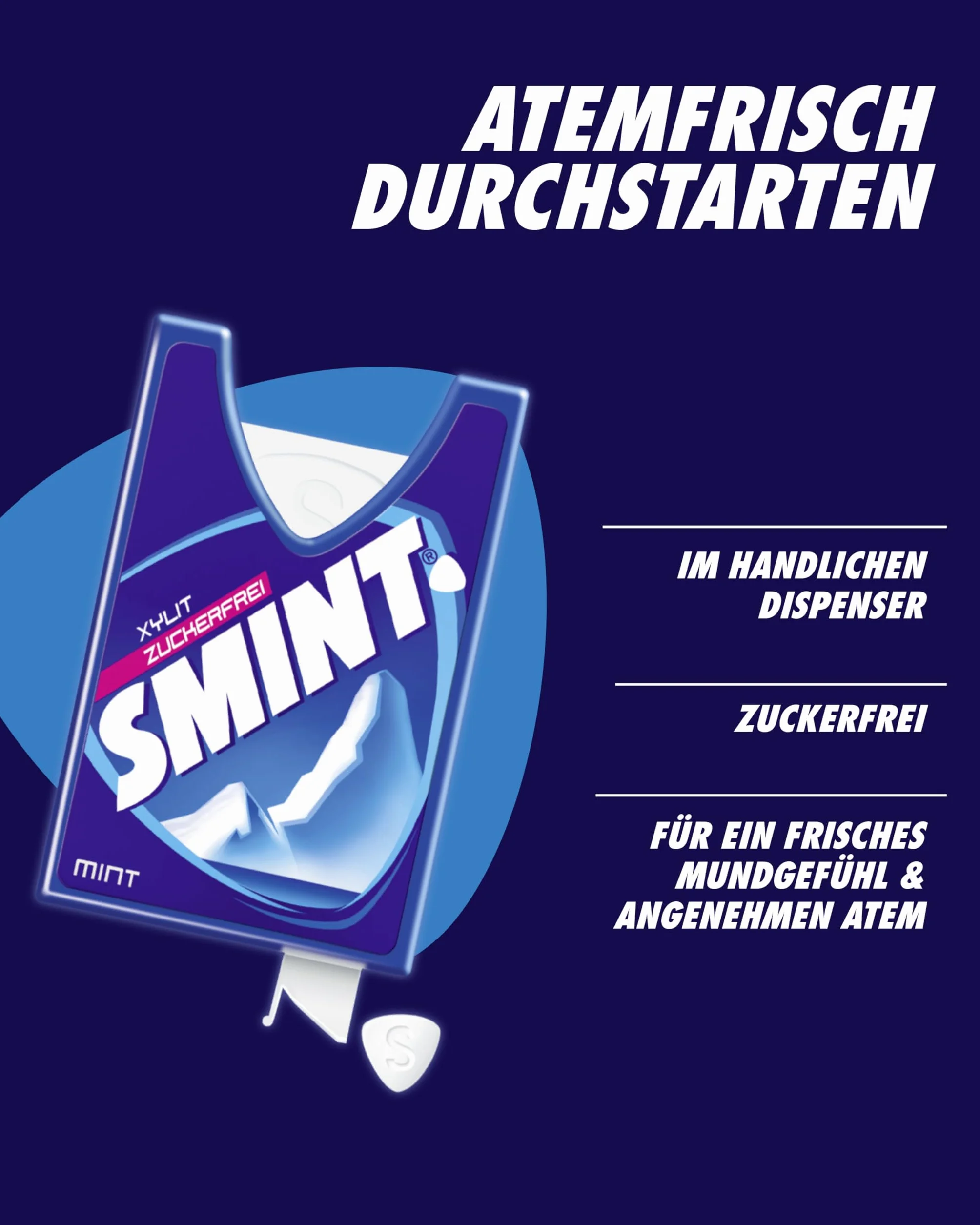 Smint Tabs Menta, Caramelo Comprimido Sin Azúcar - 12 unidades de 8 gr. (Total 96 gr.)