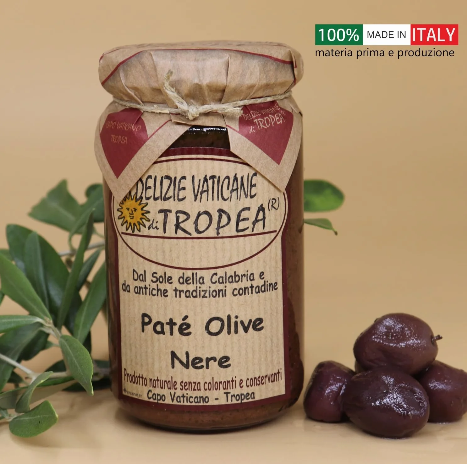 Paté de Aceitunas Negras 180g | Delicia Calabresa – Perfecto para Bruschetta, Pasta y Queso | Auténtica Salsa Gourmet Italiana por Delizie Vaticane di Tropea