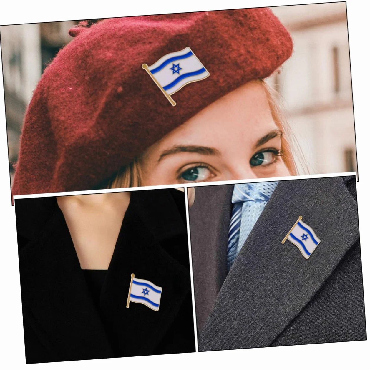 ibasenice Broches de Aleación Bandera de Israel Set de 3