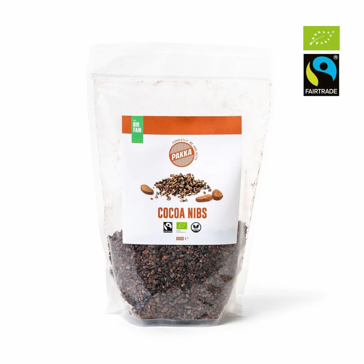 PAKKA Bio Cacao Nibs Ecológico Comercio Justo 1 kg