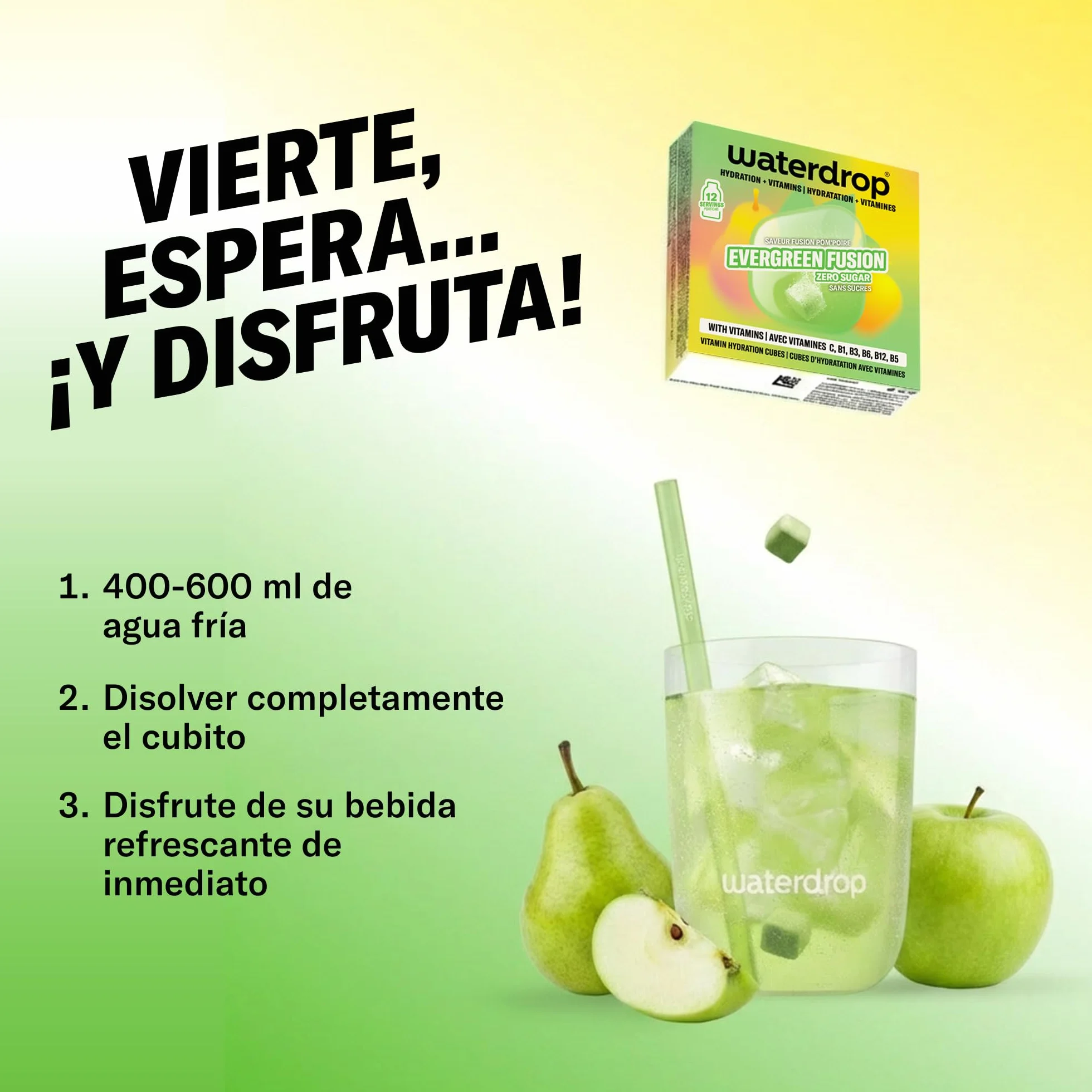 waterdrop® Microdrink FUSION COLLECTION - Set de 36 Pastillas Saborizantes para Agua - Mix de Frutas - Vitaminas C y B12 - Sin Azúcar y Bajo en Calorías - Alternativa Saludable a los Refrescos