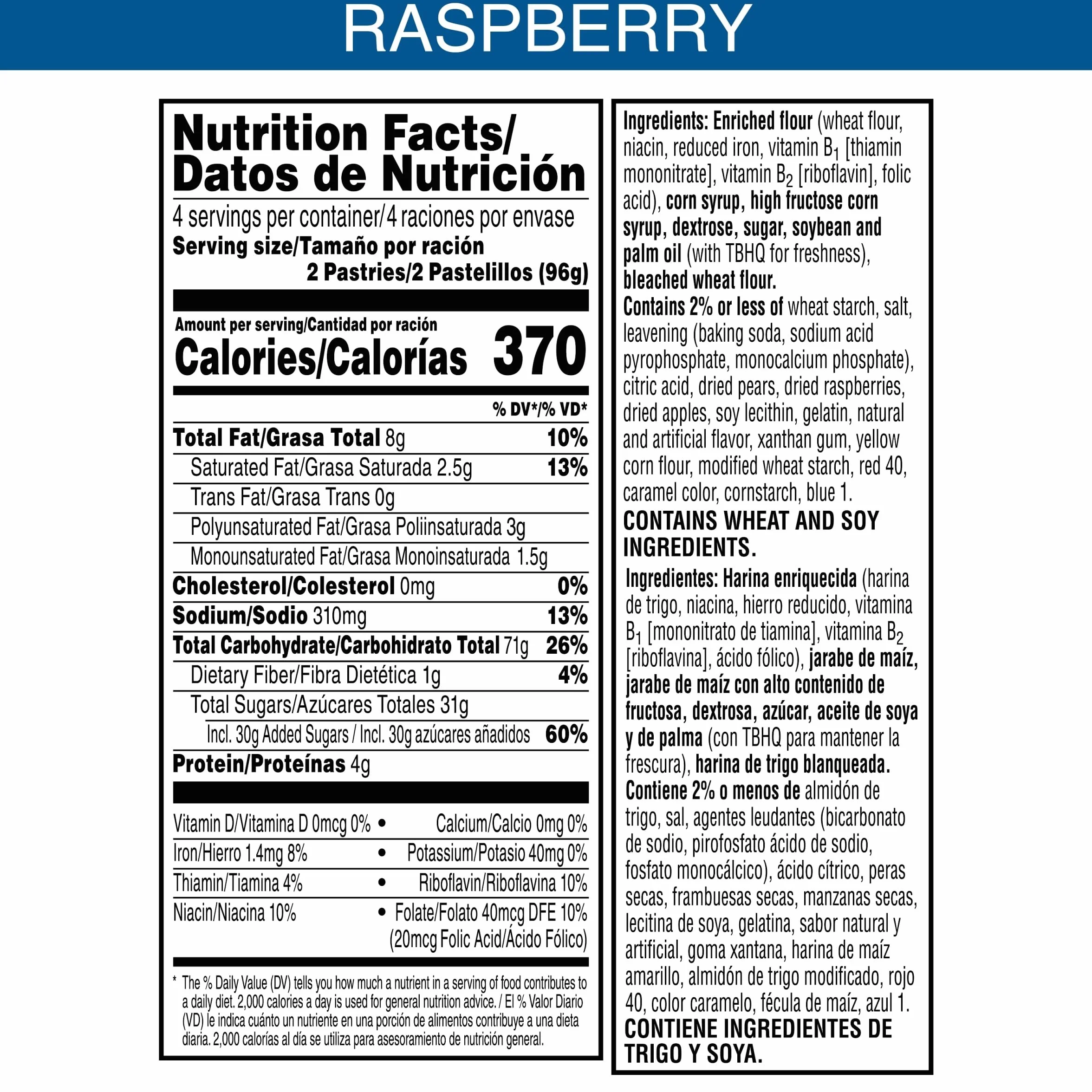 Pop Tarts Frambuesa Esmerilada, 384 g