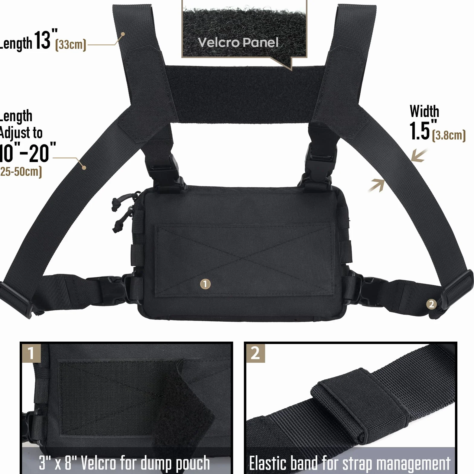 WYNEX Pecho Táctico Rig Pack para Hombres, Corriendo Bolsa de Pecho con Lazo Frontal Airsoft Recon para Caza al Aire Libre EDC