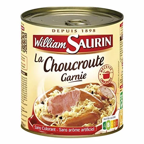 William Saurin – Choucroute relleno de vino blanco 800 g – 4 unidades