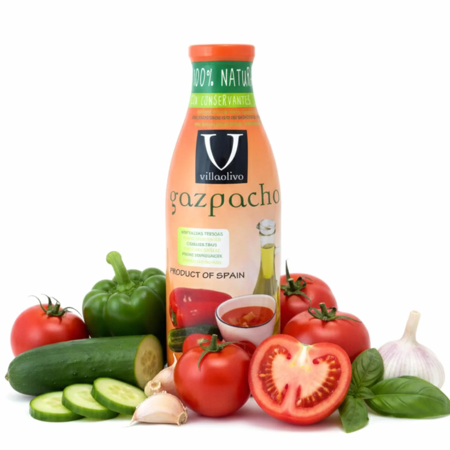 Villaolivo Gazpacho Tradicional 1L Pack 6 Sopa Fría Española 100% Natural Sin Conservantes