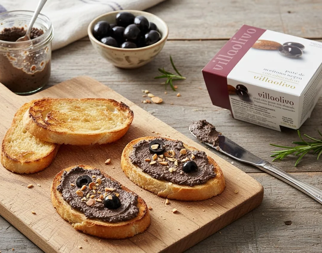 Villaolivo - Pack 12x125g Paté Gourmet de Aceitunas Verdes con Almendras y Aceitunas Negras con Almendras | 100% Natural, Vegano y Sin Conservantes | Ideal para Tapas y Tostadas | Hecho en España