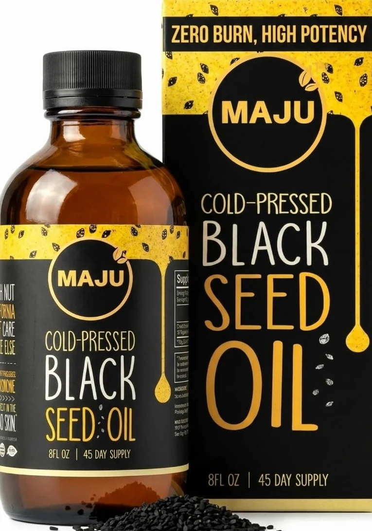 Aceite de semilla negra - 3 veces timoquinona, prensado en frío, 100% aceite de semilla de comino negro turco, aceite de semilla pura líquida, botella de vidrio, 8 onzas