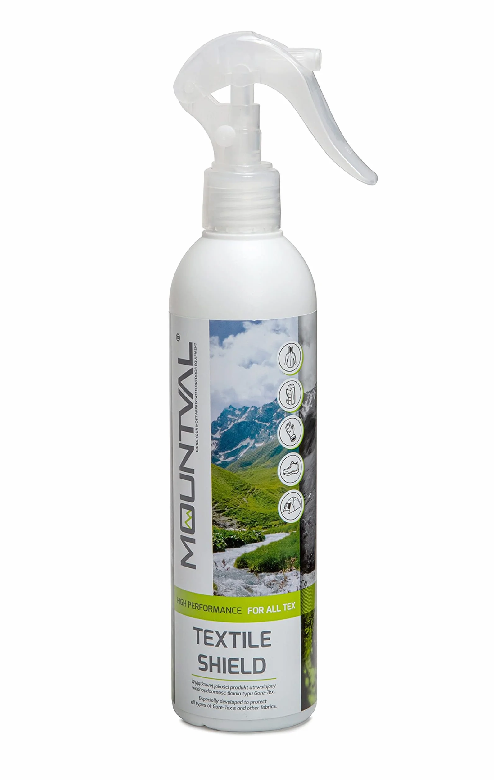 Mountval Textile Shield Aerosol Impermeabilizante para Clima Húmedo y Prendas Senderismo 300 ml