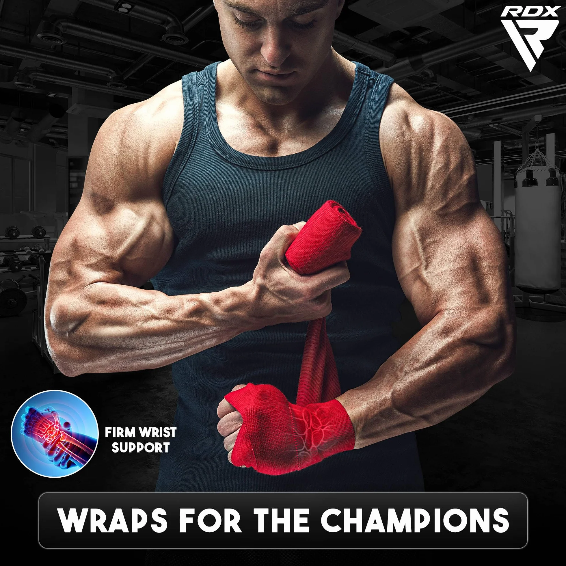 RDX Boxeo Guantes Interiores, 4,5 Metros Vendaje Elástico Correa de Muñeca