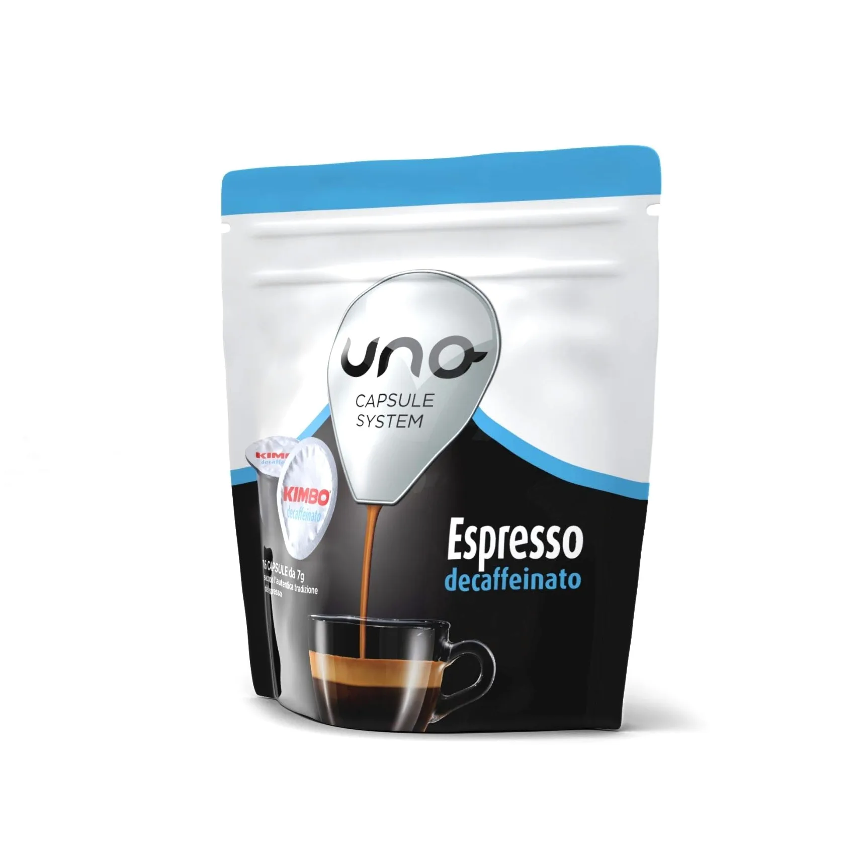 Kimbo Cápsulas de Café Espresso Descafeinado (Deca), Kimbo UNO System, 6 paquetes de 16 cápsulas (Total 96 Cápsulas)
