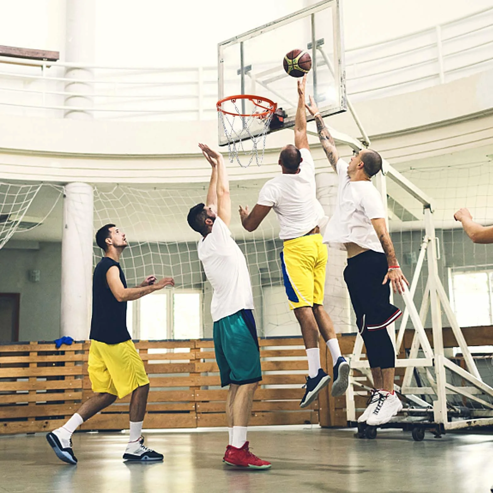 Red de Baloncesto Cadenas Metal con 12 Gancho en S Resistente Exterior Repuesto