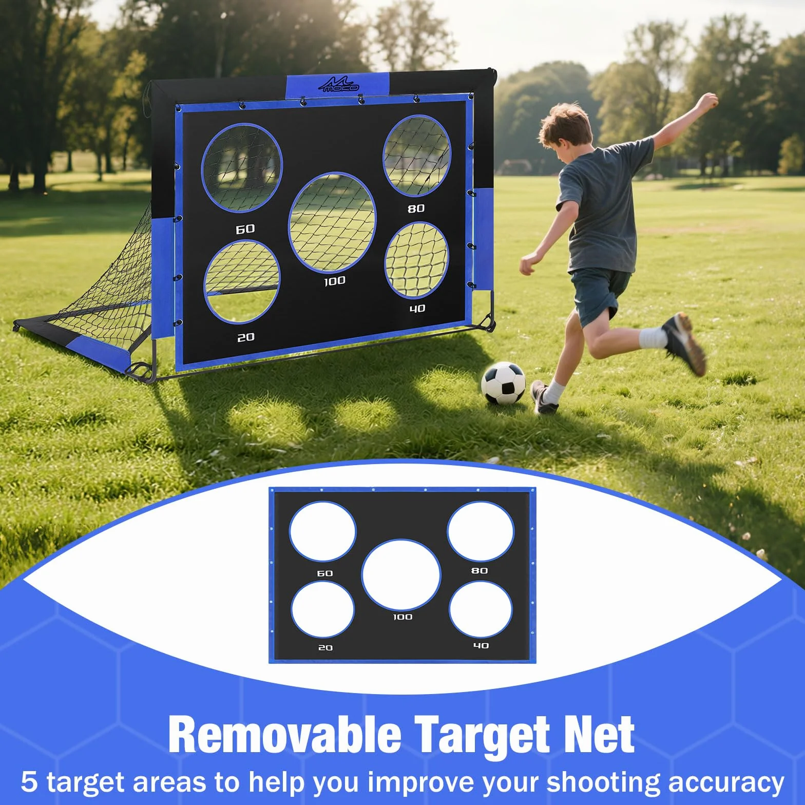MoKo Portería de Fútbol Plegable con Red, Equipo de Entrenamiento Portátil para Niños