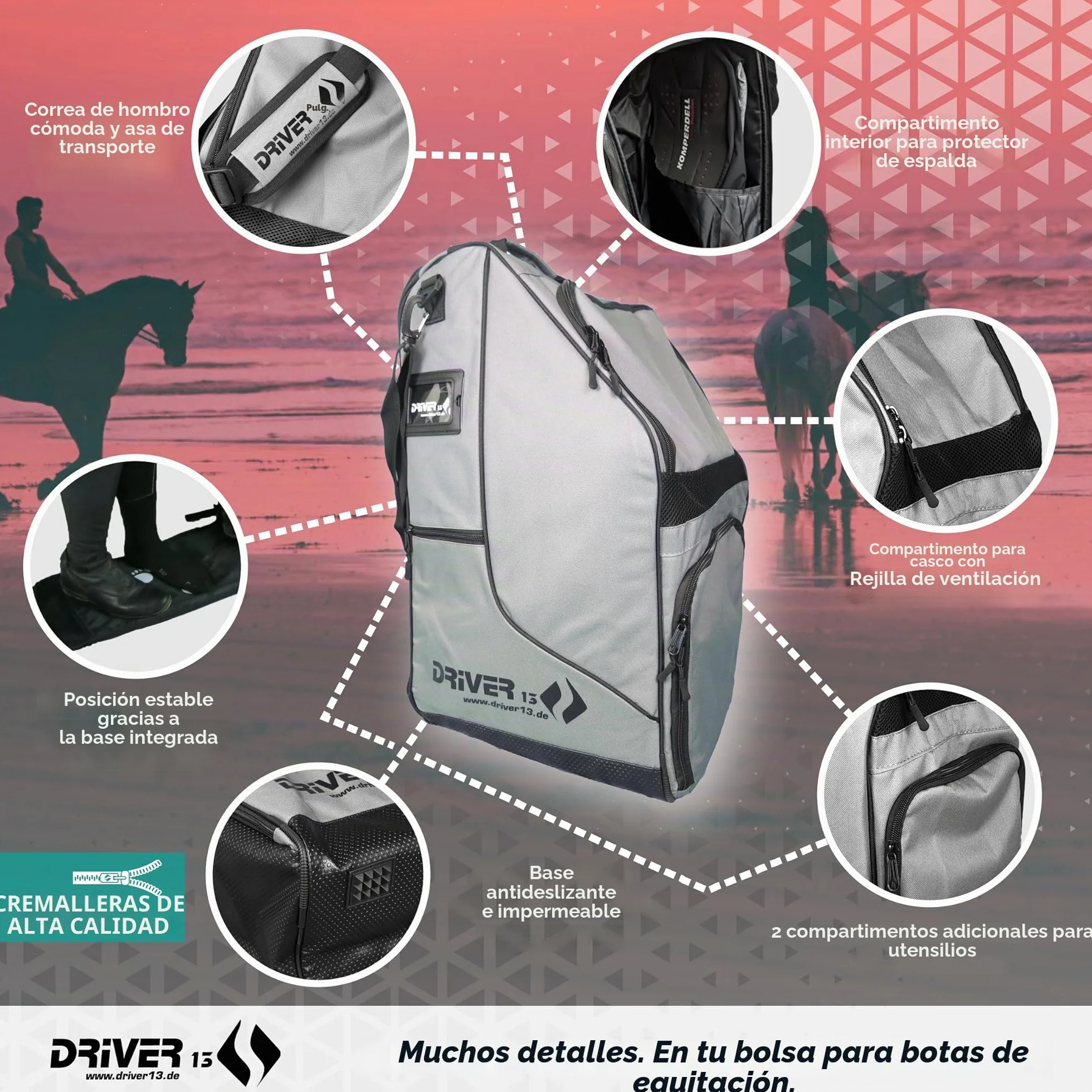 Bolsa para Botas de Equitación Deluxe con Compartimento para Casco, 60 cm, 35 x 30 x 60 cm