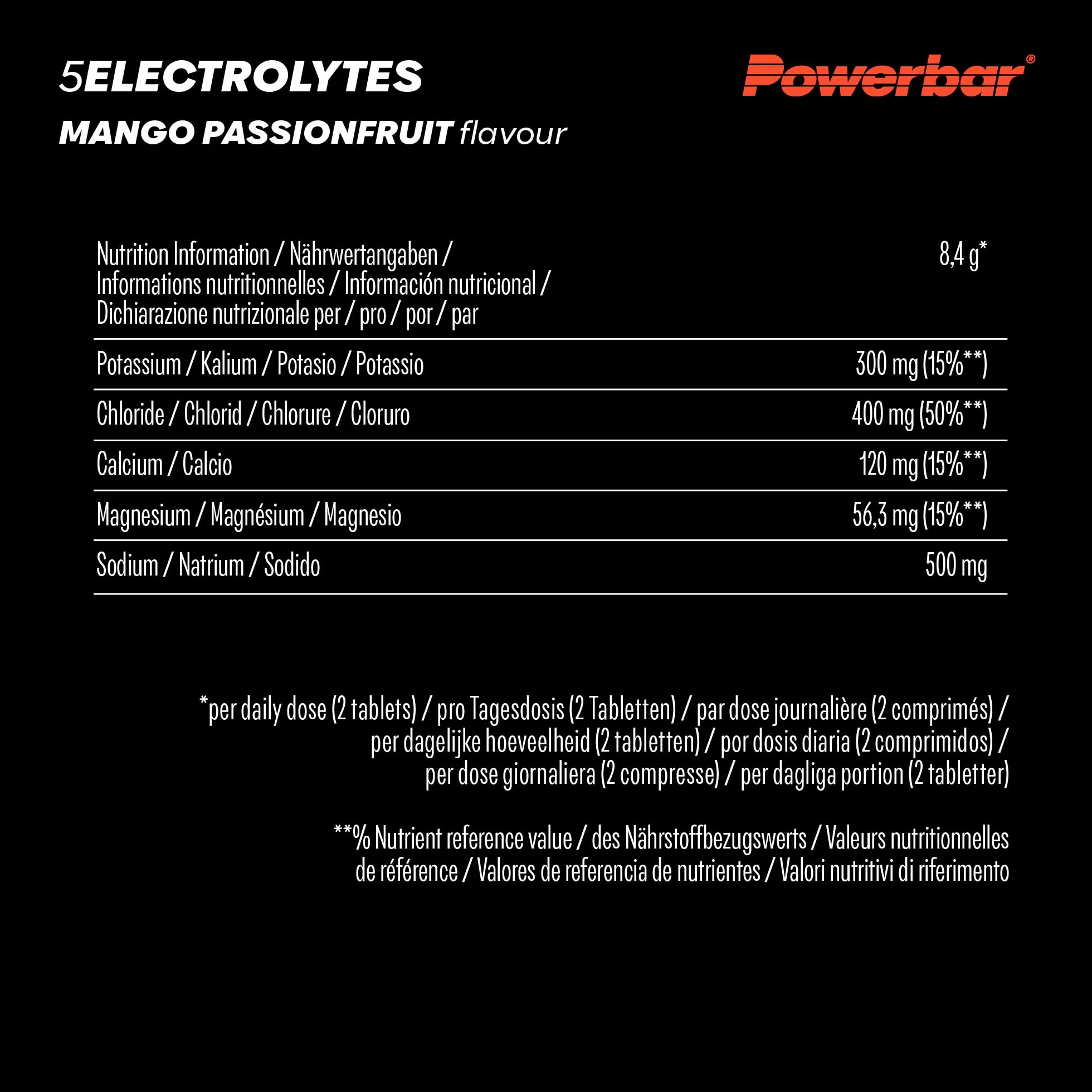 PowerBar 5 Electrolytes Mango-Passionfruit 12x10Tabs Pastillas Efervescentes