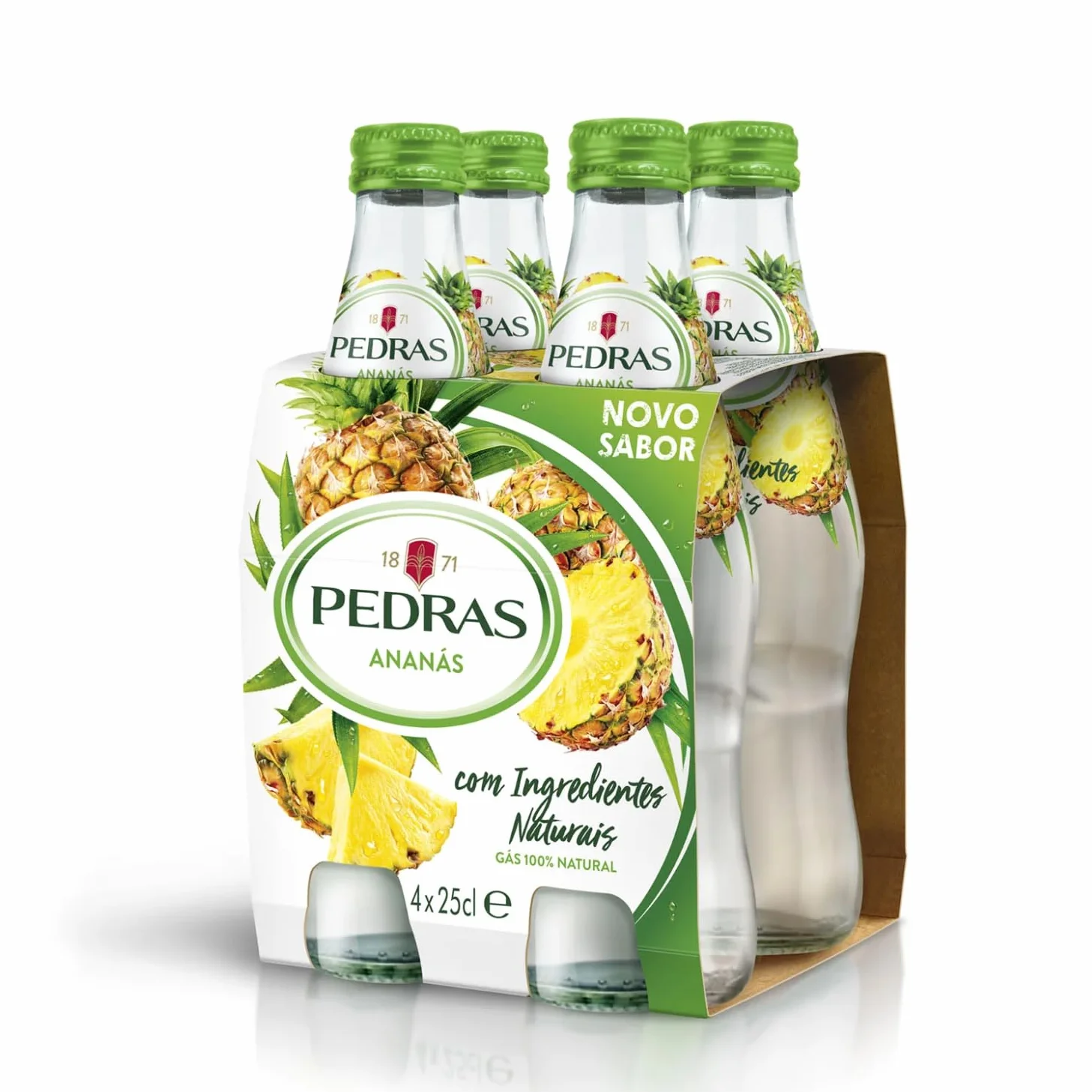 Agua con Gas con Sabor a Piña Pedras – Pack 4x25cl | Refresco Natural, Sin Azúcar, Bebida Saludable y Refrescante