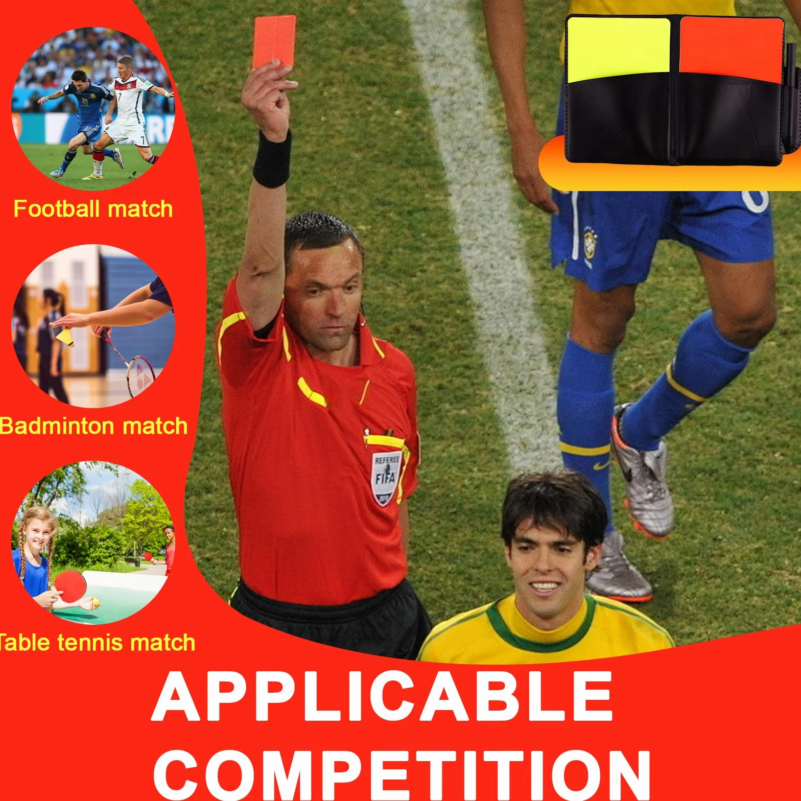 Kit de Tarjetas de Árbitro para Fútbol con Silbato y Hojas de Resultados