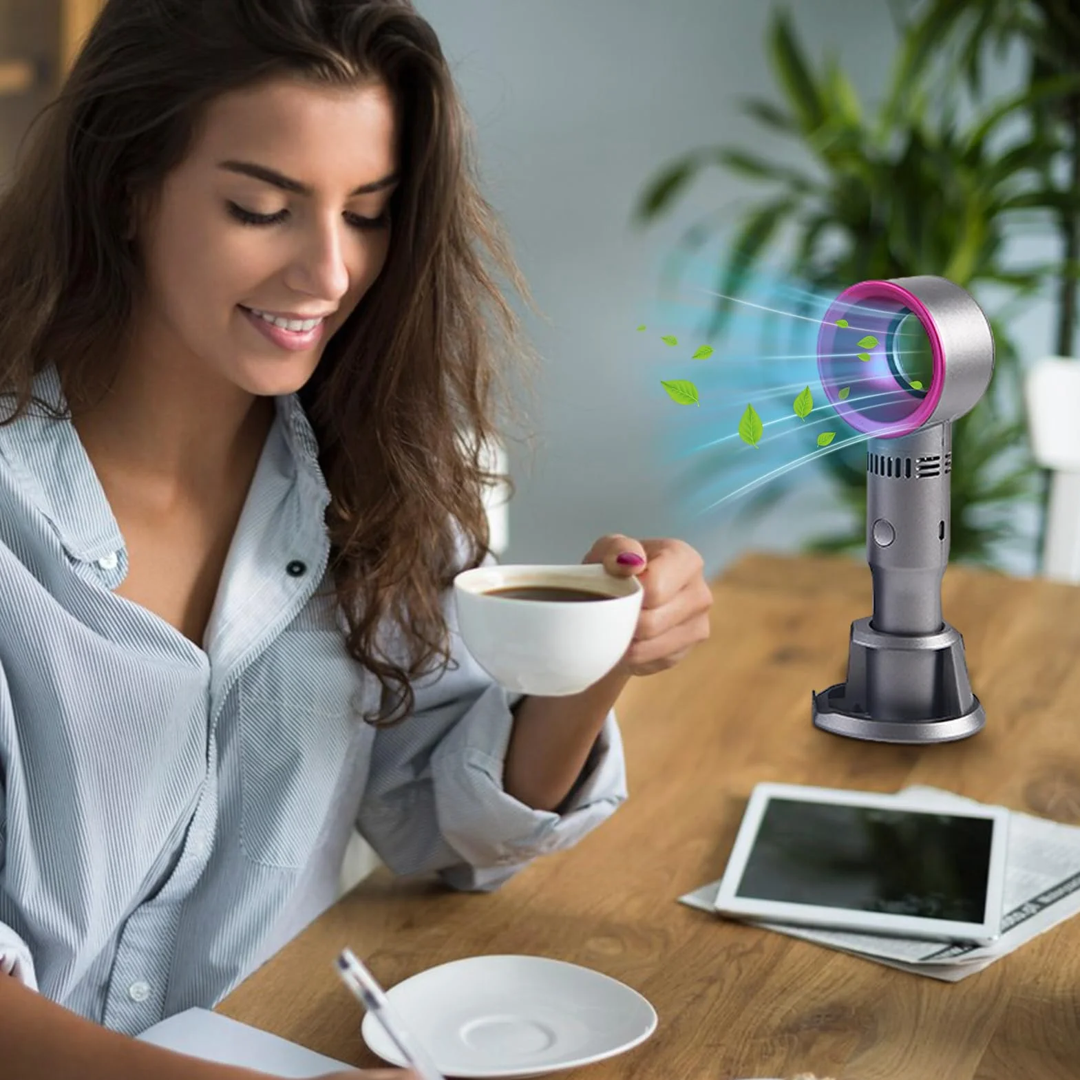 Ventilador de Bolsillo Portátil sin Aspas, Ventilador de Mano para Refrescar al Aire Libre