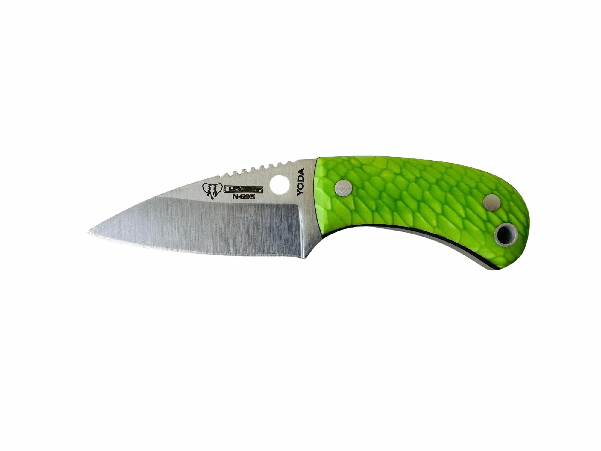 Cuchillo de Cuello Cudeman Yoda 200-JV Acero Böhler N-695 5,8 cm Cuero Juma Verde