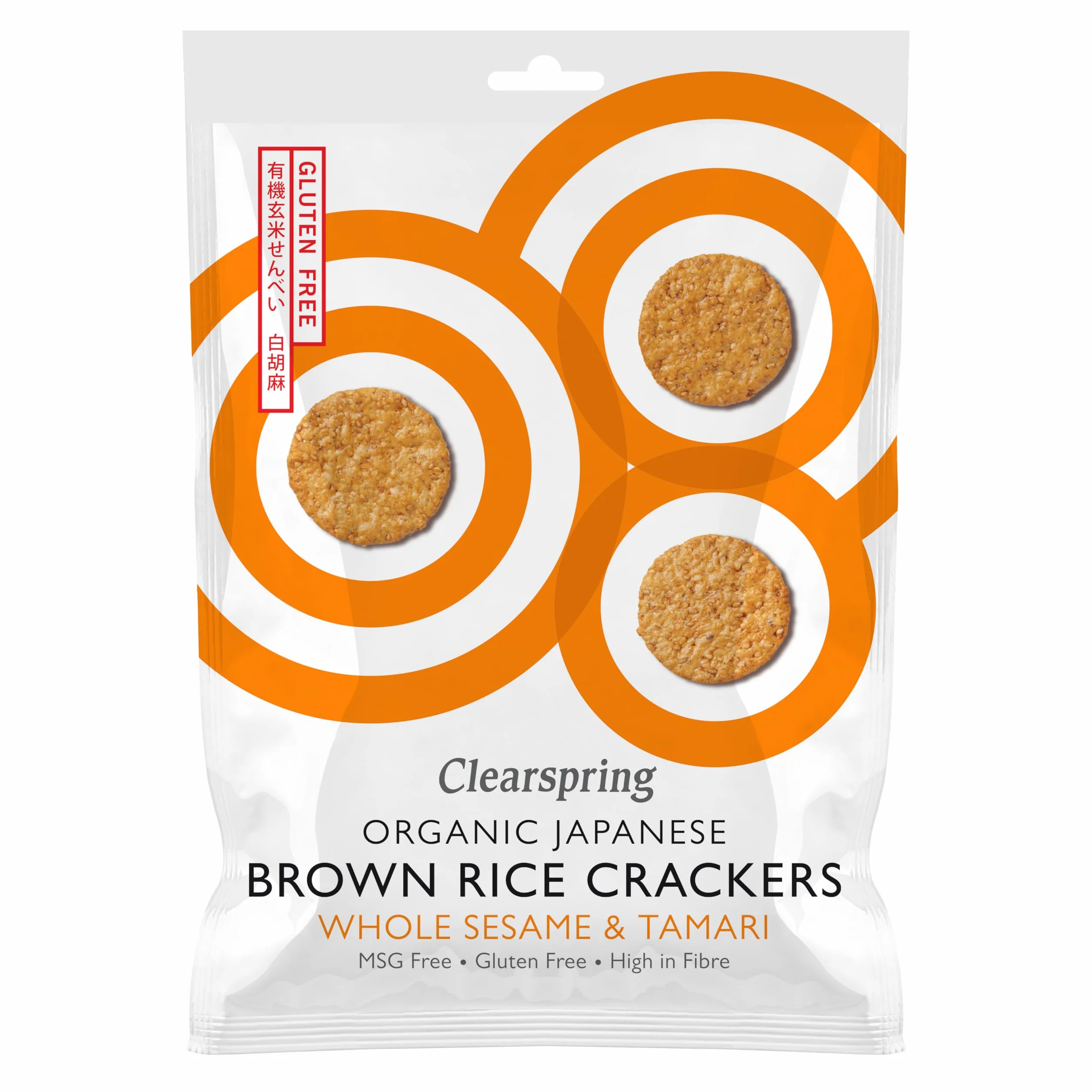 Clearspring Org Rice Crackers Whole sesami 40 g