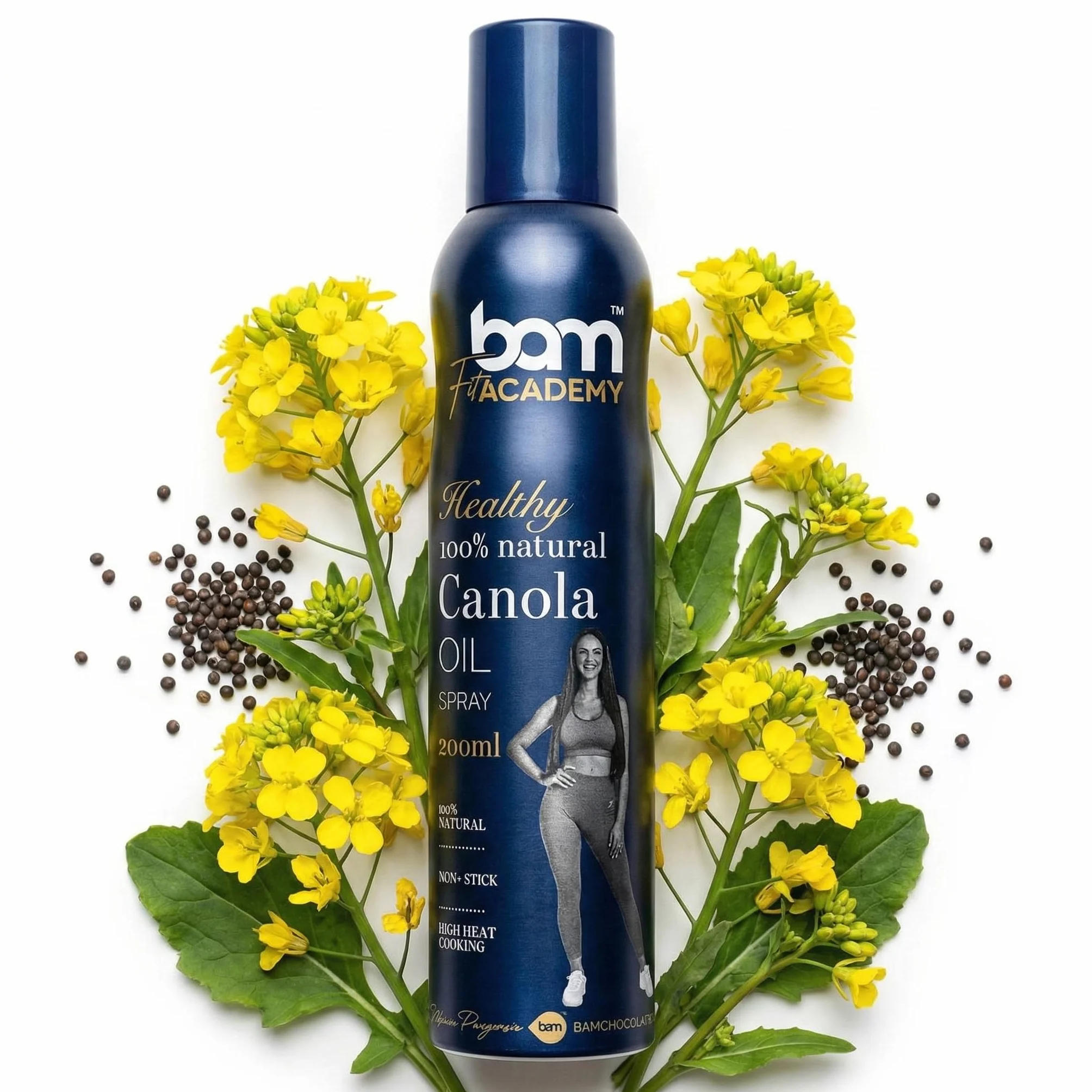 BAM Aceite de canola en spray, Aceite natural 100% en spray para cocinar, Para cocinar y freír de forma saludable, 200 ml