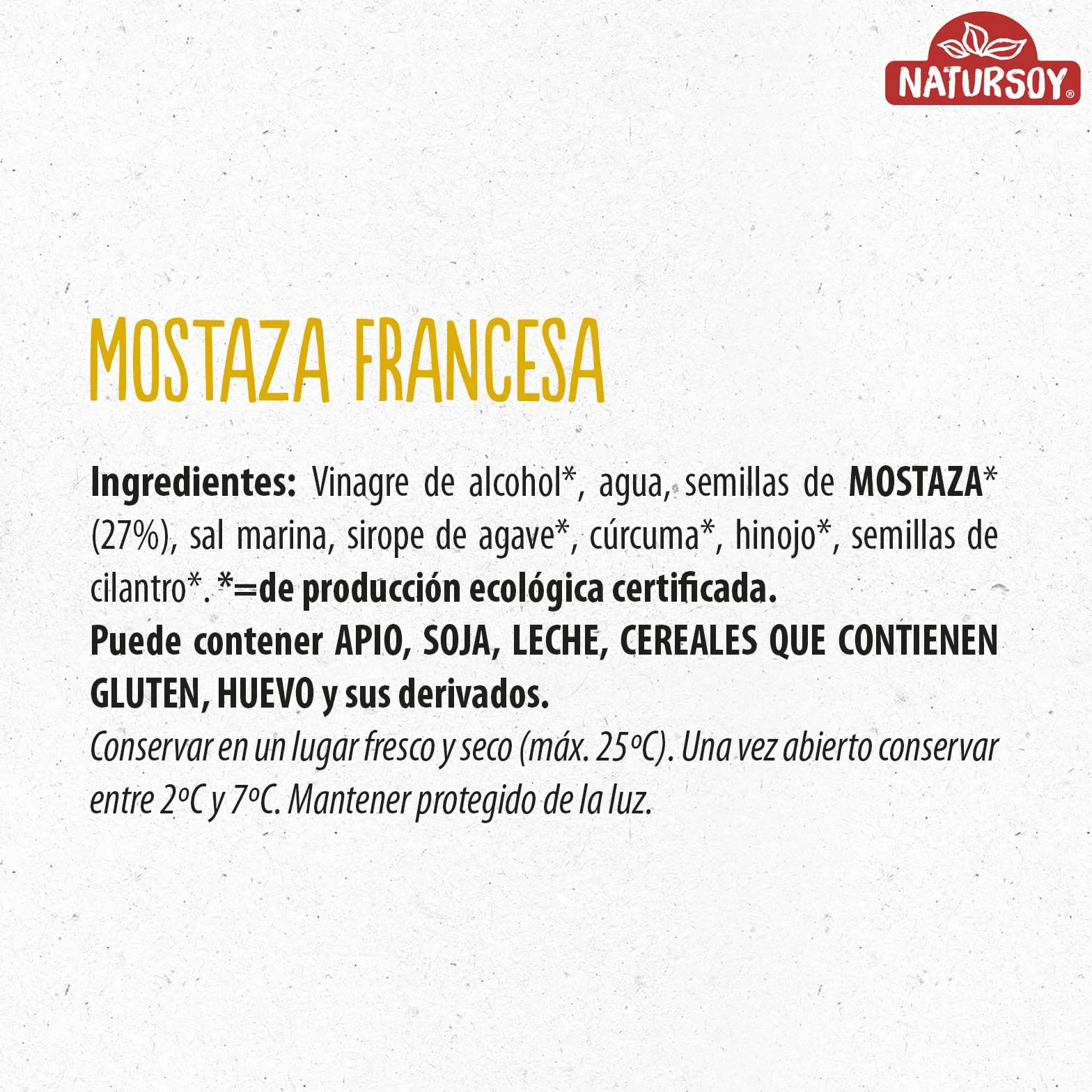 Natursoy, Mostaza Francesa de Producción Ecológica, 200 g