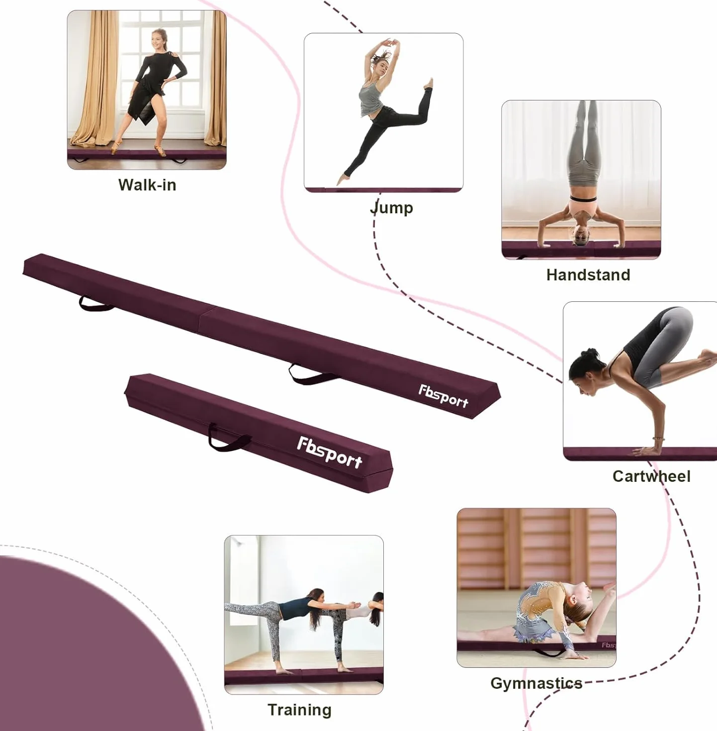 FBSPORT Barra de Equilibrio Plegable 270cm Viga de Gimnasia