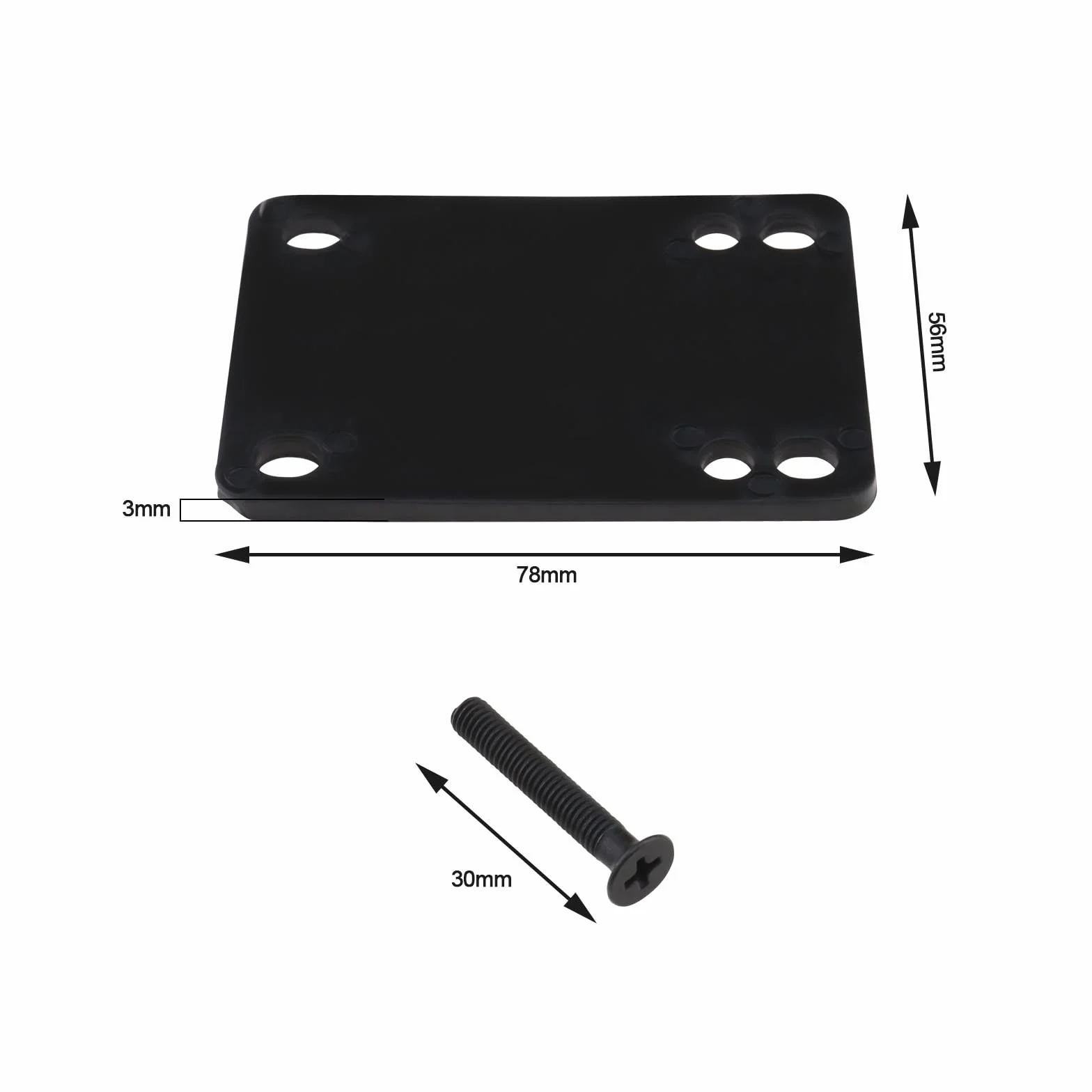 Almohadillas Elevadoras de Monopatín de 3 mm con Tornillos y Tuercas de 30 mm, Almohadillas de Choque Suaves de PU, Protector de Repuesto (2 Piezas)